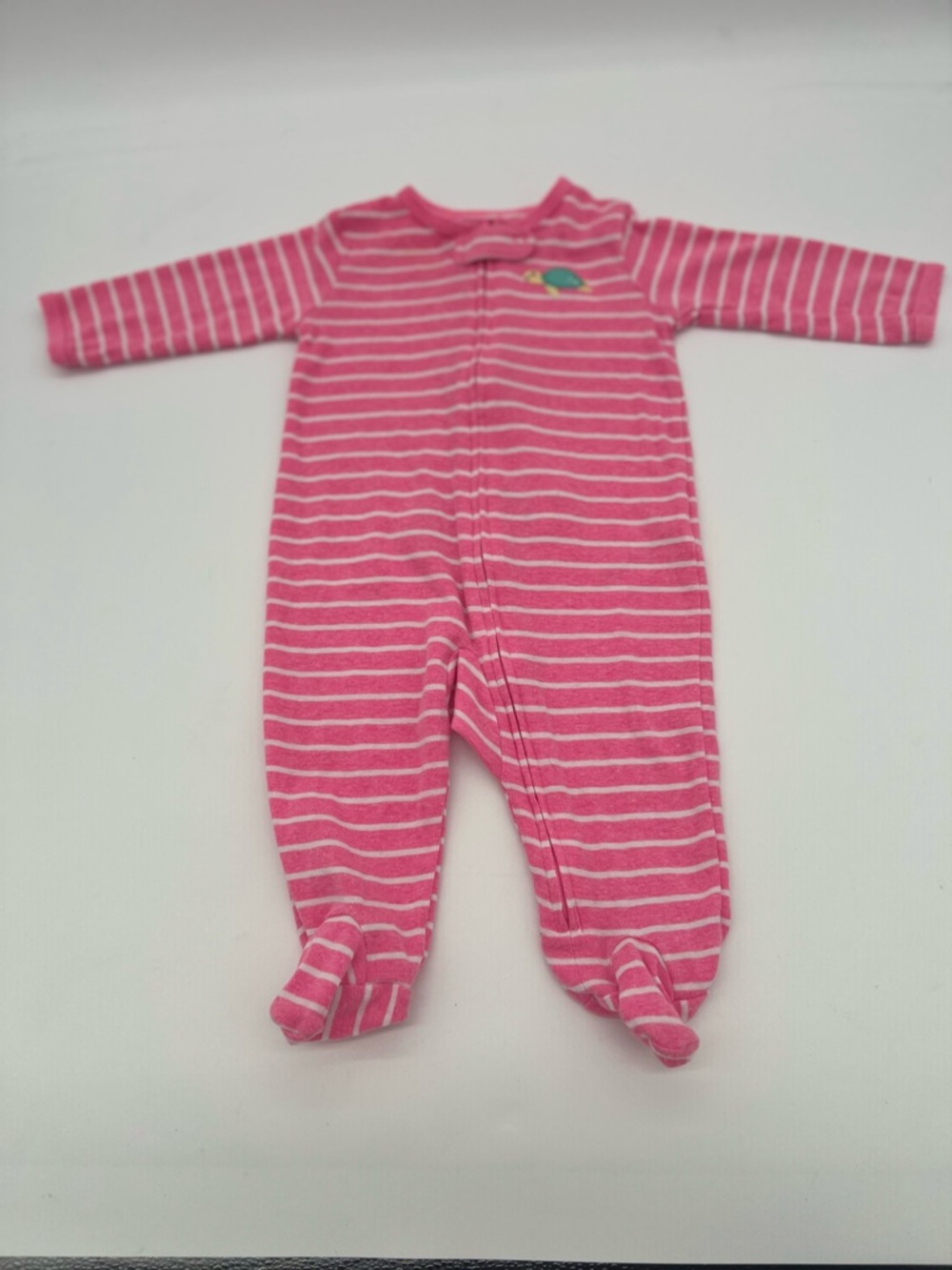 Carters Baby Girl Pink Striped Turtle One Piece Footie 6 Months